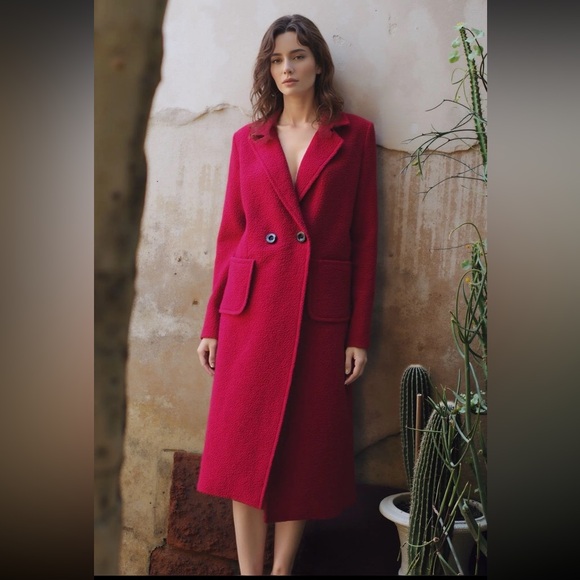 MADE IN ITALY Elegant Red Long Coat - Picture 1 of 2